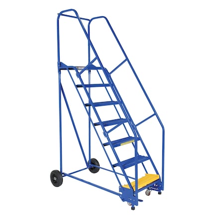 Vestil 100 H Steel Warehouse Ladder, 58 deg Grip, 7 Step, 14", 7 in Steps LAD-7-14-G